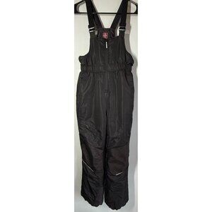 Swiss Tech Kids Snow Bib Black Sz Large (10/12) Adjustable Reinforced Knees EUC